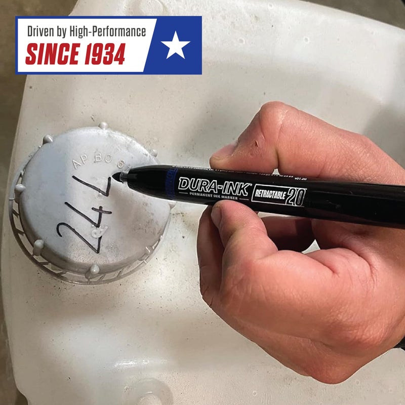 Markal Dura-Ink 20 Fine-Line Retractable Permanent Ink Marker, Versatile Surface Compatibility, Bold Mark Size 1.15â€, Black - Image 4